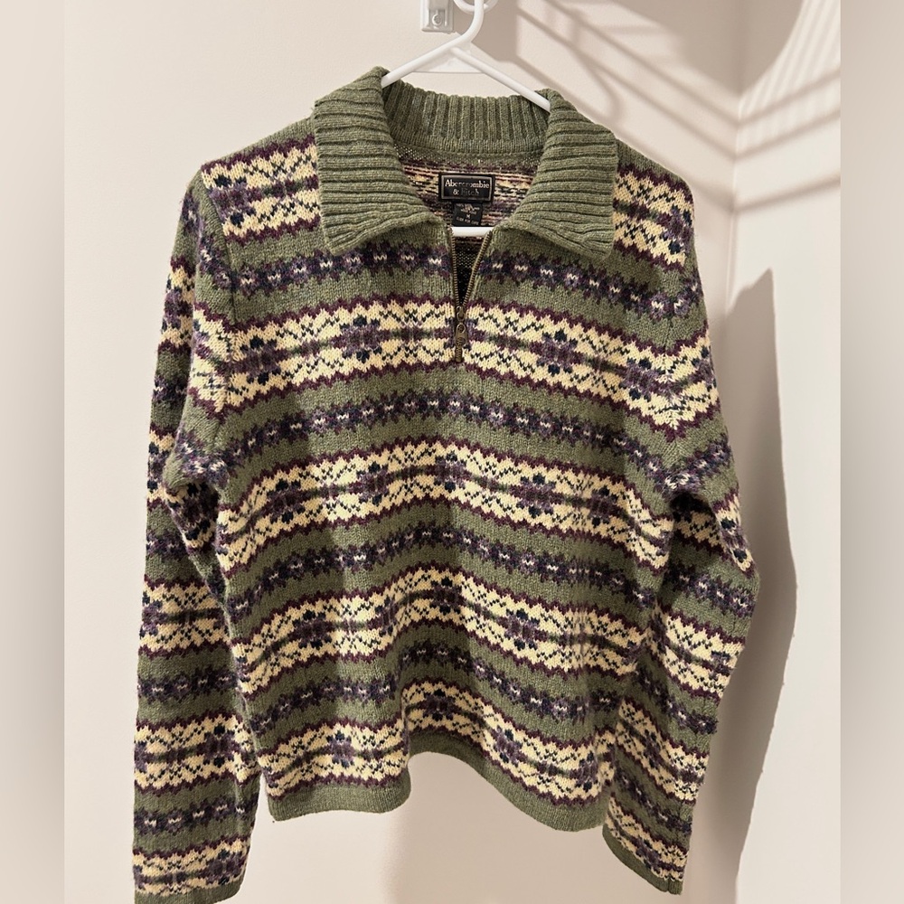 Vintage Abercrombie & fitch fair isle quarter zip